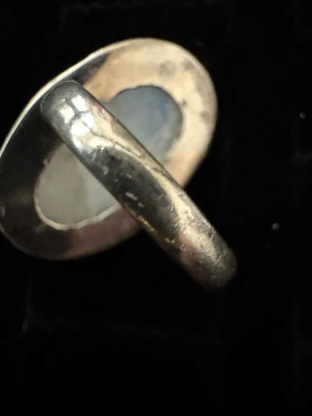 Sterling Silver genuine Moonstone Oval Statement Ring - White/Blue Sheen